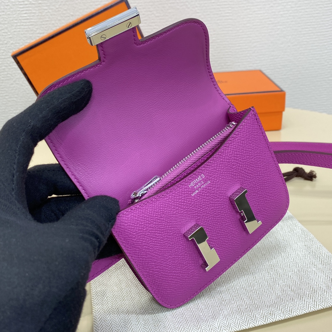 Hermes Constance Slim Wallet Belt Bag In Anemone Epsom Leather